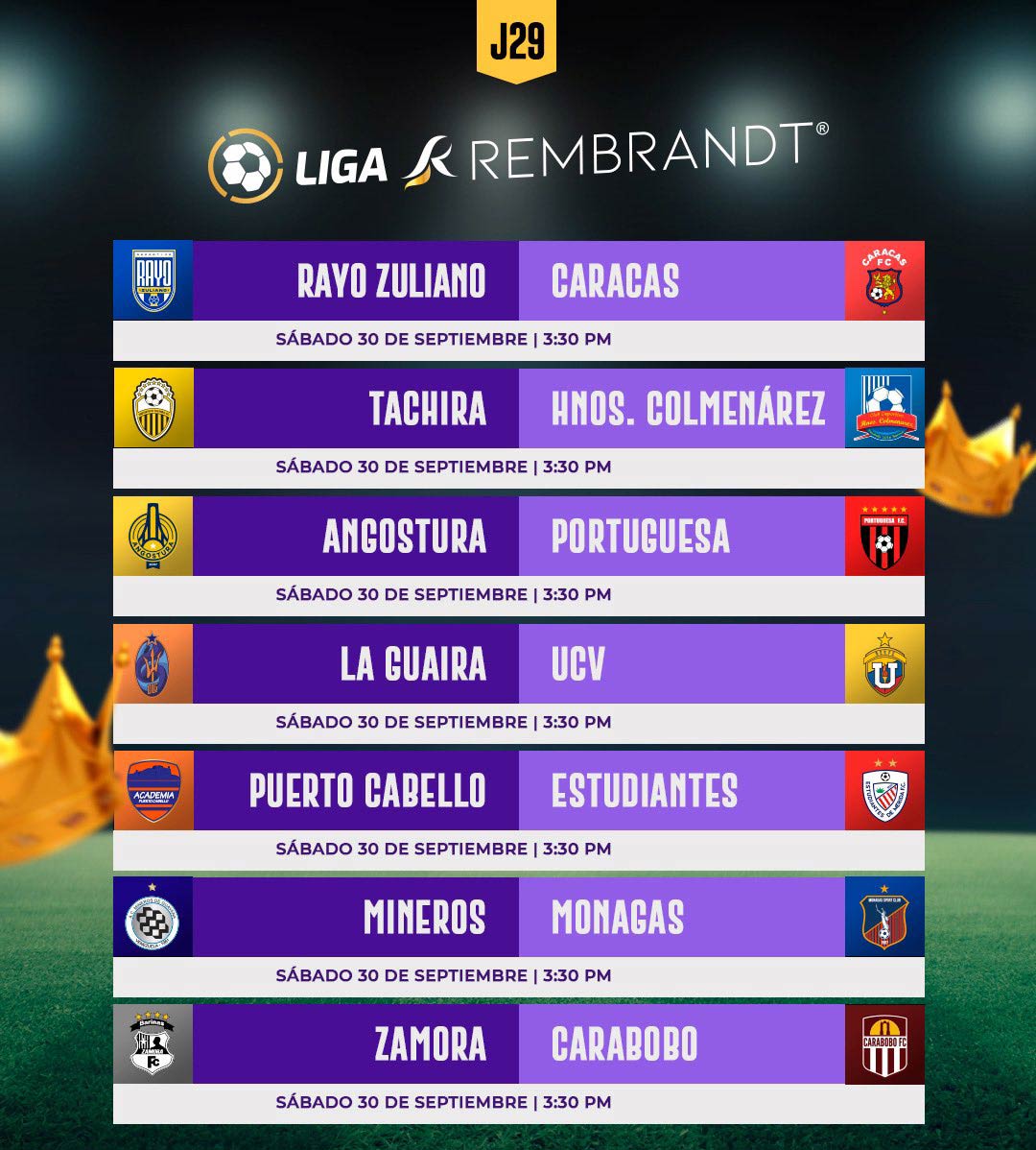 Jornada 29 Calendario