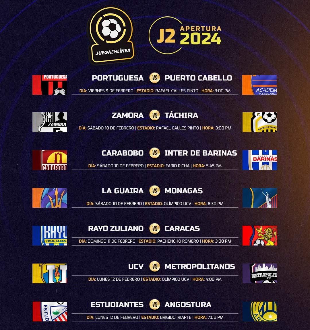La segunda Jornada de la Liga FutVe 2024