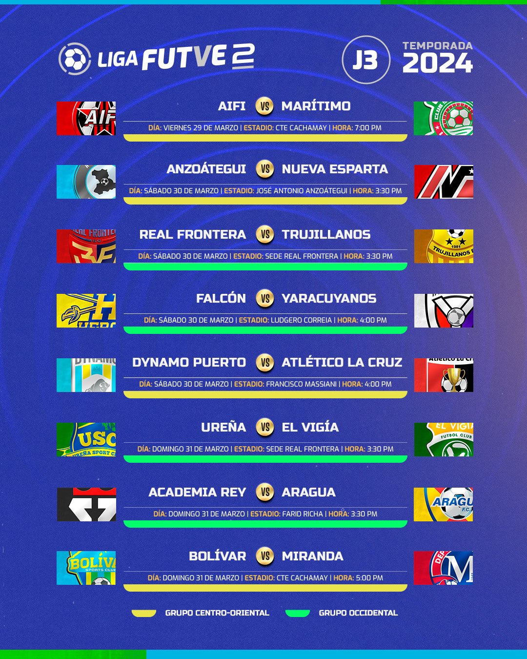 La Jornada 3 del Torneo Apertura de la Liga FutVe 2